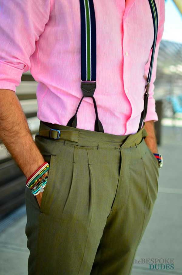 Braces Suspenders for men with pink shirt