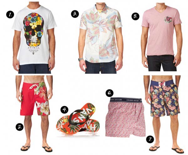 Surf floral shirts for men slippers and shorts