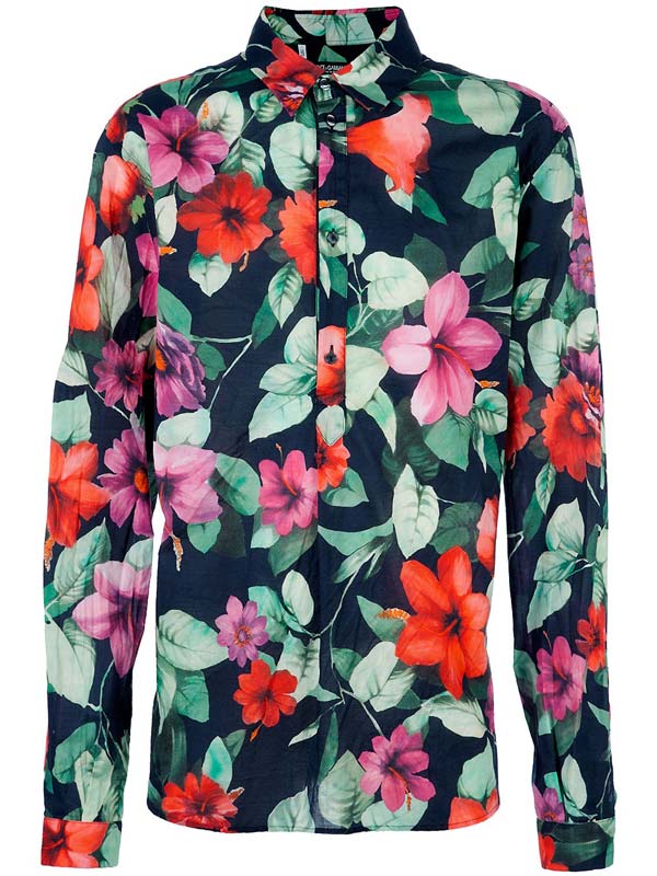 Dolce and Gabbana men floral shirt - roses pink and red