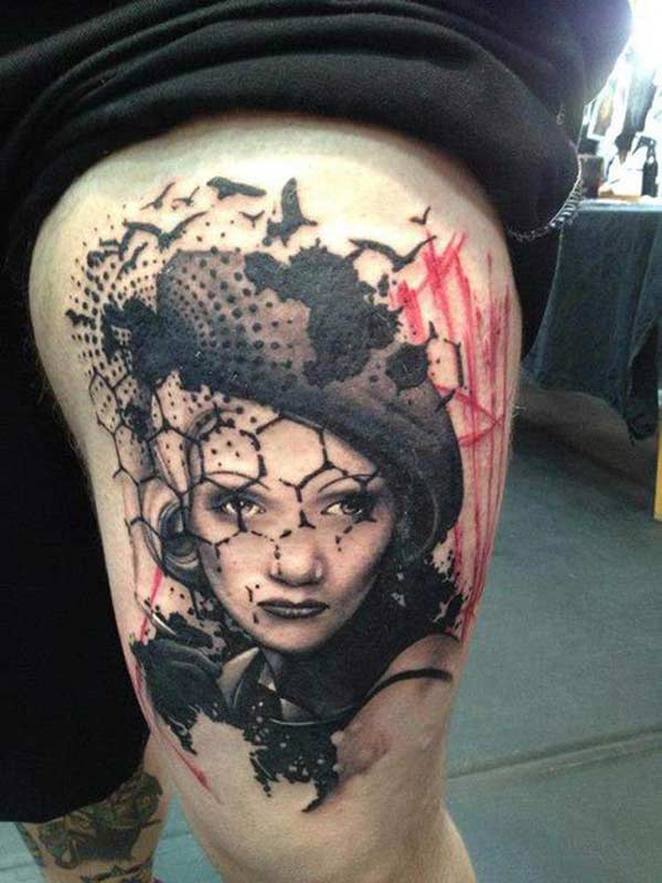 Tattoo, Woman face by Jacob Pedersen