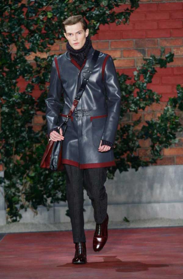 Tommy Hilfiger black leather Jacket with burgundy fringes