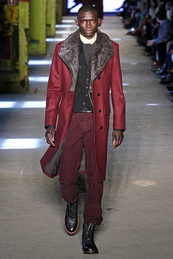 Burgundy winter jacket with trousers for men