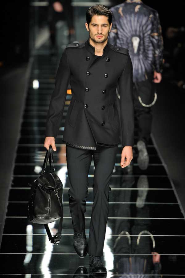 Versace black military coat 2012