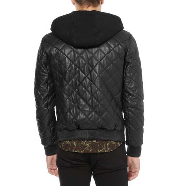 Givenchy, contrast front quilted leather bomber jacket