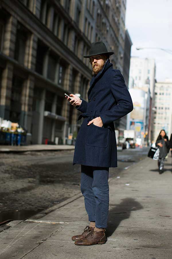 men's blue winter - vintage jacket long