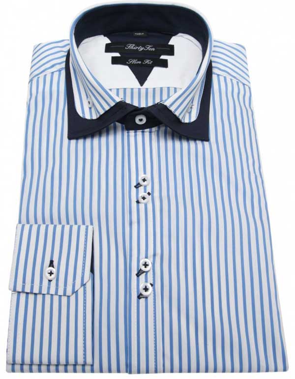 Riccardo - Double Collar Striped Shirts for Men