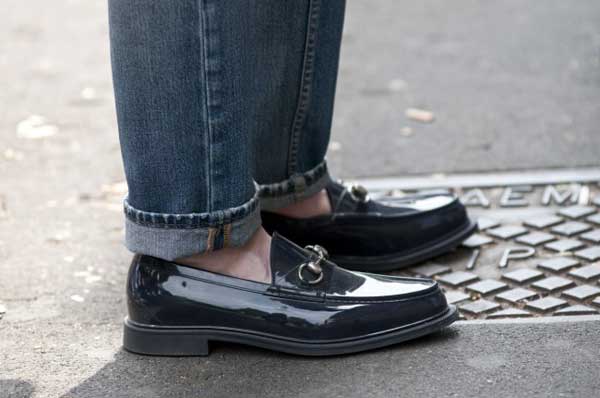 shiny shoes - gucci men loafers style roll-ups cuffs