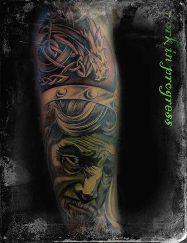 Tattoo London The Circle.green face man