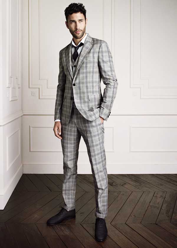 H.E Mango checkered grey suit for men 2013