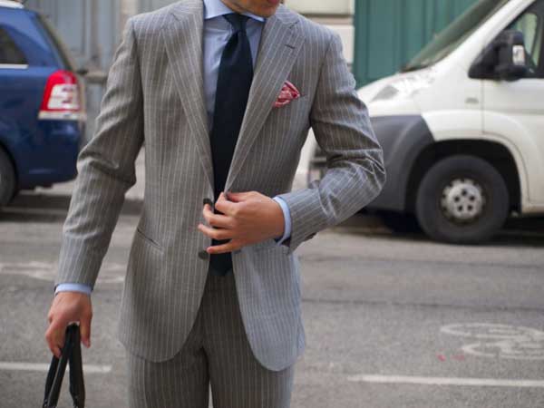 Pins triped suits for men grey