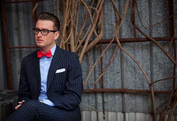 Pin Stripe Suits for men 2013 with red bow tie