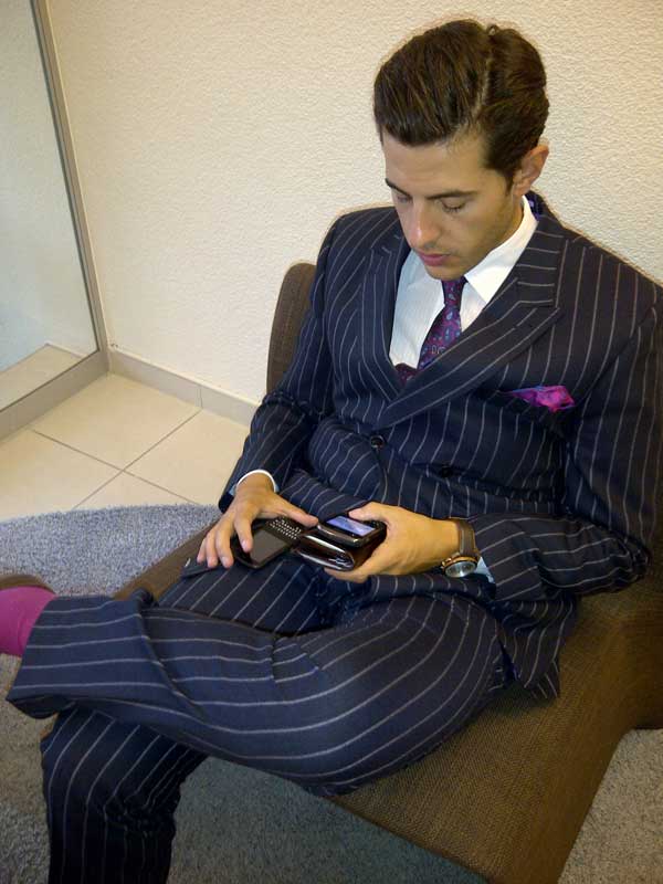 Pin striped suits for men blue