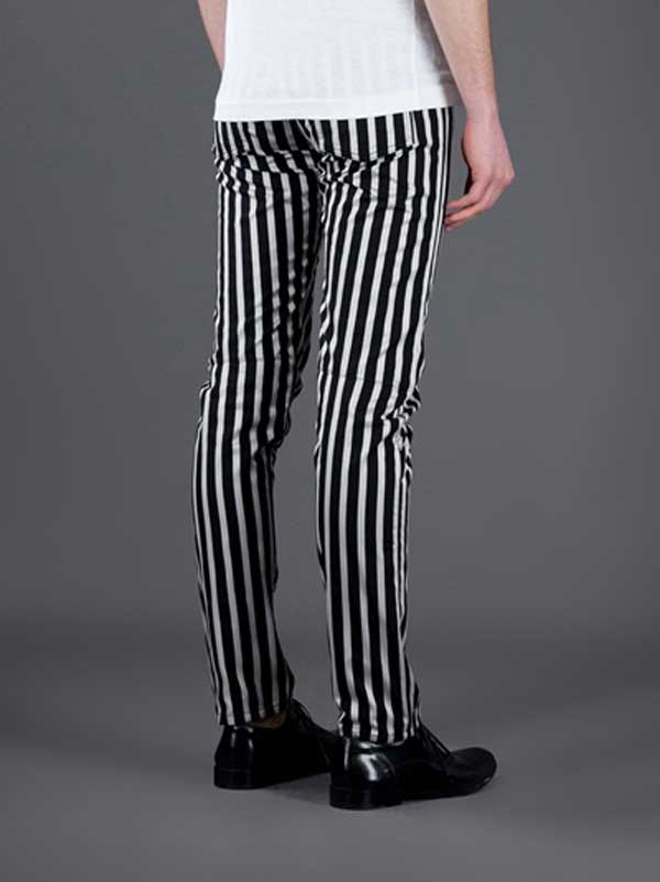 striped tousers for men black and white