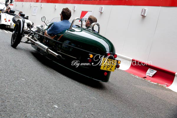David Gandy - Driving 3 wheeler car - Morgan in London