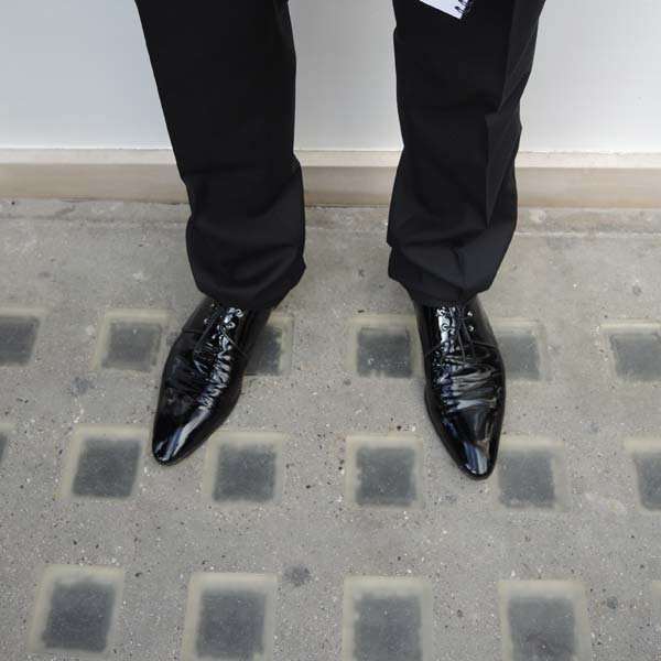 Dolce & Gabbana Menswear Store Opening in Bond street London - Zoom in on black pointy shoes