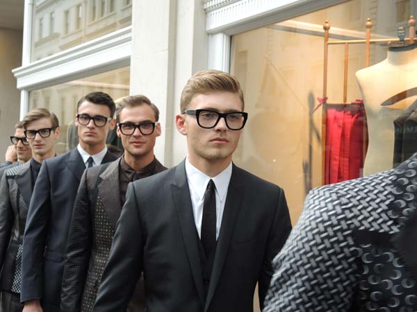 Dolce & Gabbana Menswear Store Opening in Bond street London - Models entering the store