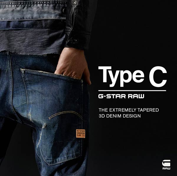 Type C, the extremely tapered 3D design. G _ Star Raw Jeans for men