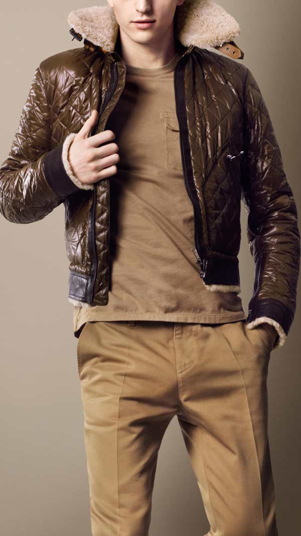 Burberry sport collection shearling quilted bomber jacket