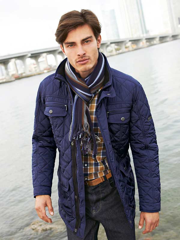 Dark Navy blue quilted jacket with scarf