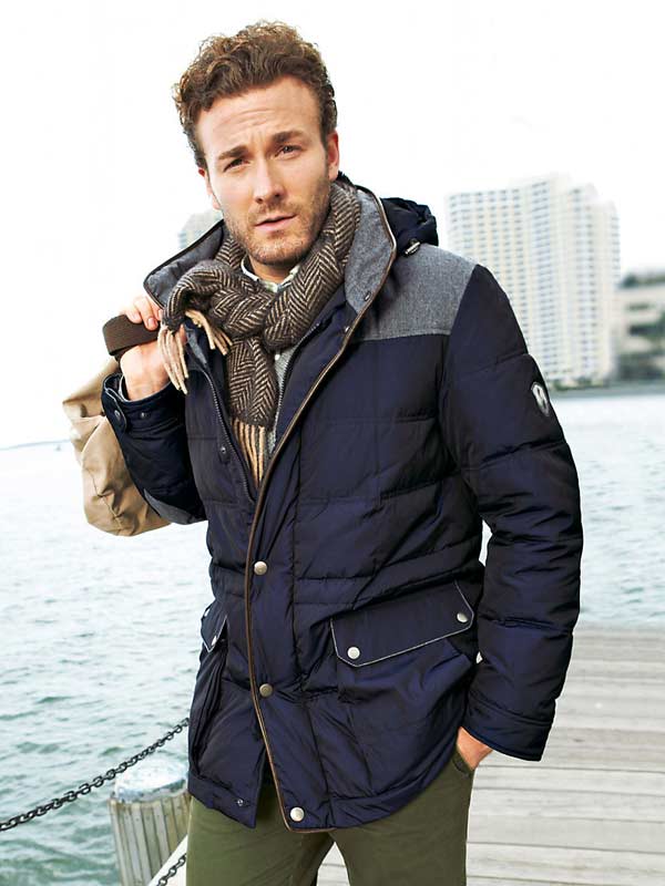 Nachtblau Quilted Jacket with tweed scarf