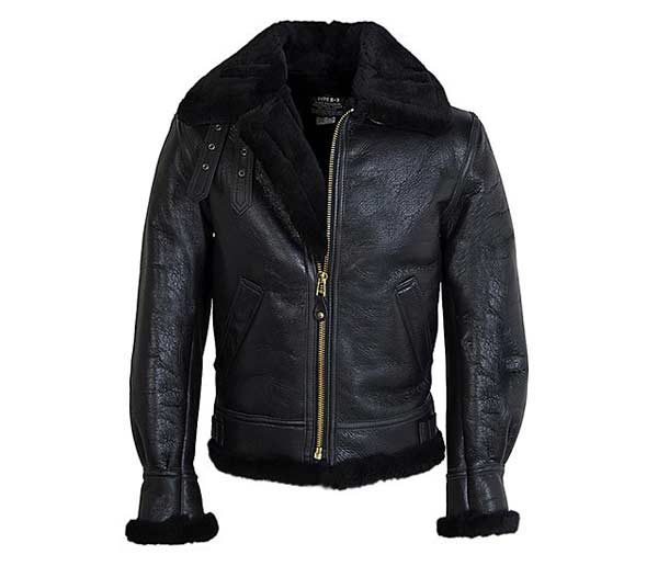 Shearling Leather Jacket black collar