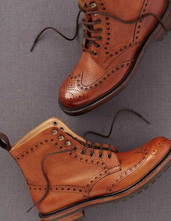 Brogue country brown boot for men