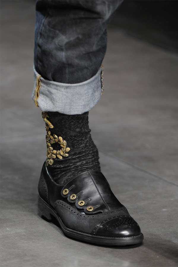 Embroidered Leather Boots Dolce Gabbana gold