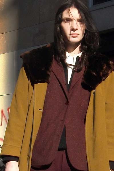 Mustard Fur collar trimming jacket for men Mustard Fur collar trimming jacket for men