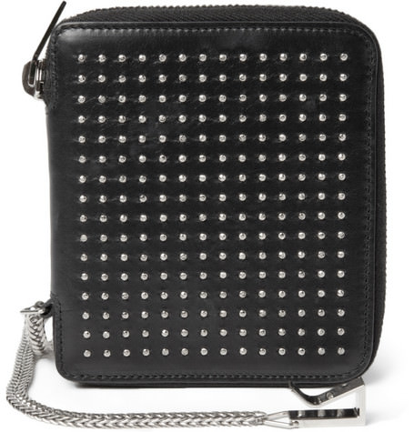 Saint Laurent Studded Leather Wallet with Chain