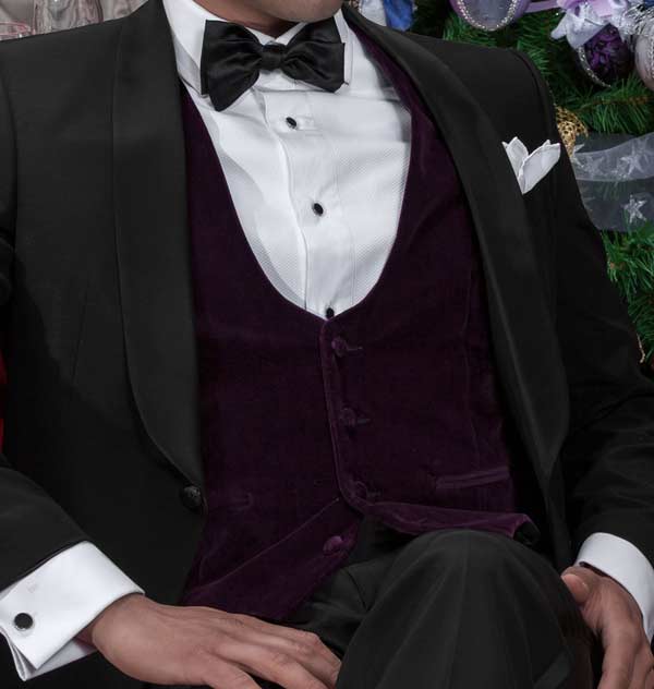 Waistcoats worn with a Tuxedo rich velvet deep purple