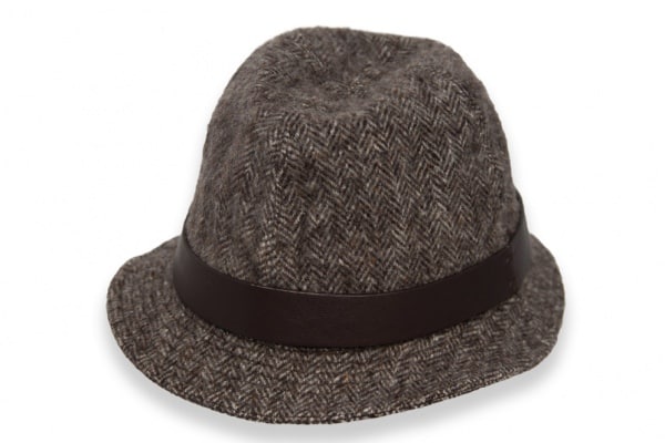 Trilby Hat Herringbone Brown