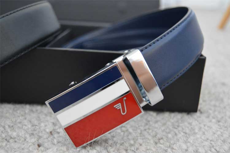 Mission Belt - Americano (Red/White/Blue Buckle on Deep Blue Leather)