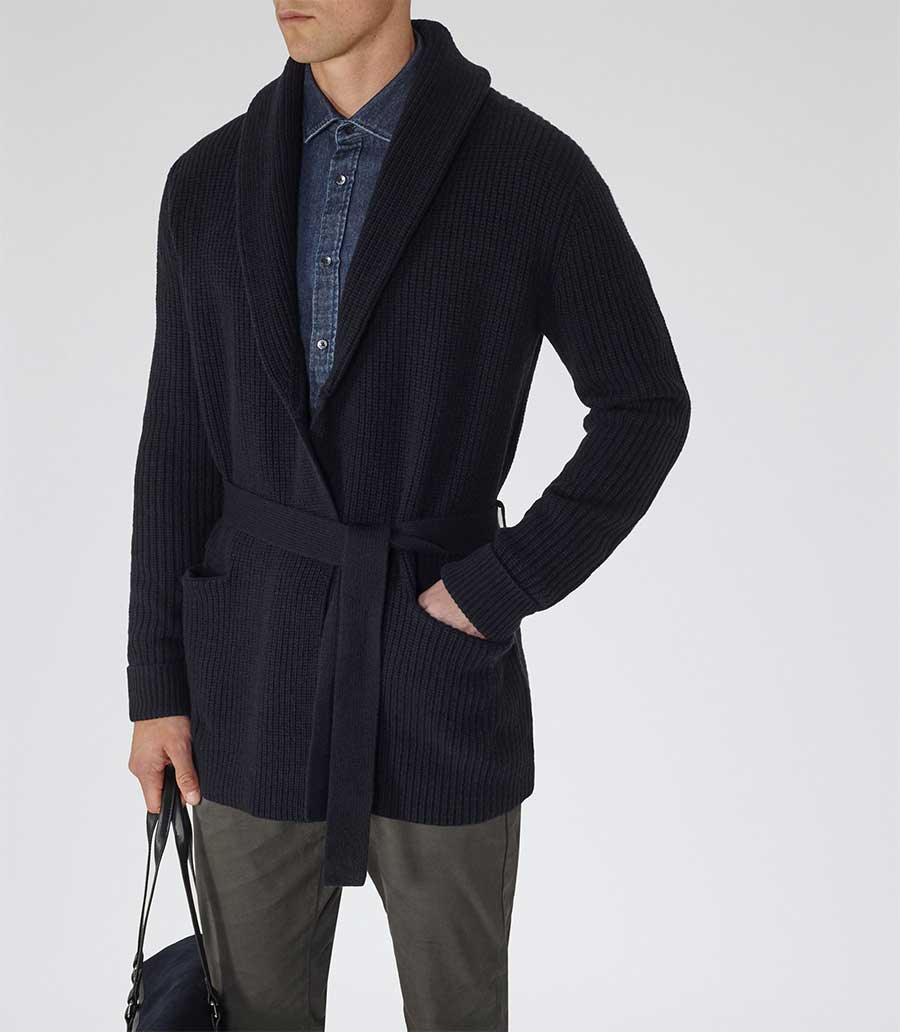 Reiss belted cardigan for men