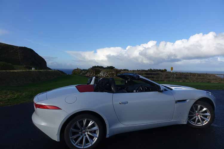 Jaguar F-type convertible causeway coastal Route Northern Ireland topless