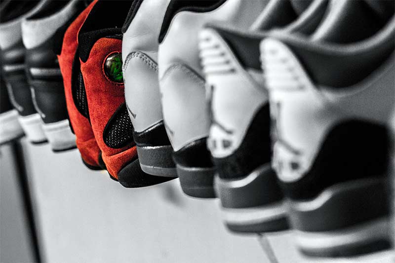 Close up of Air Jordan trainers sneakers