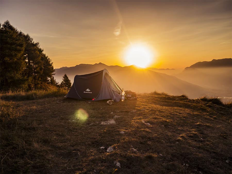 camping in the mountains sunrise