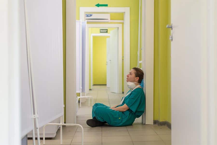 Nurse taking a break in a hospital