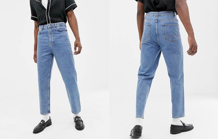 ASOS DESIGN high waisted jeans in vintage mid wash blue