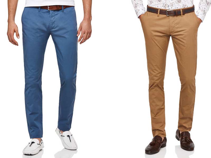 Neutral chino trousers for men