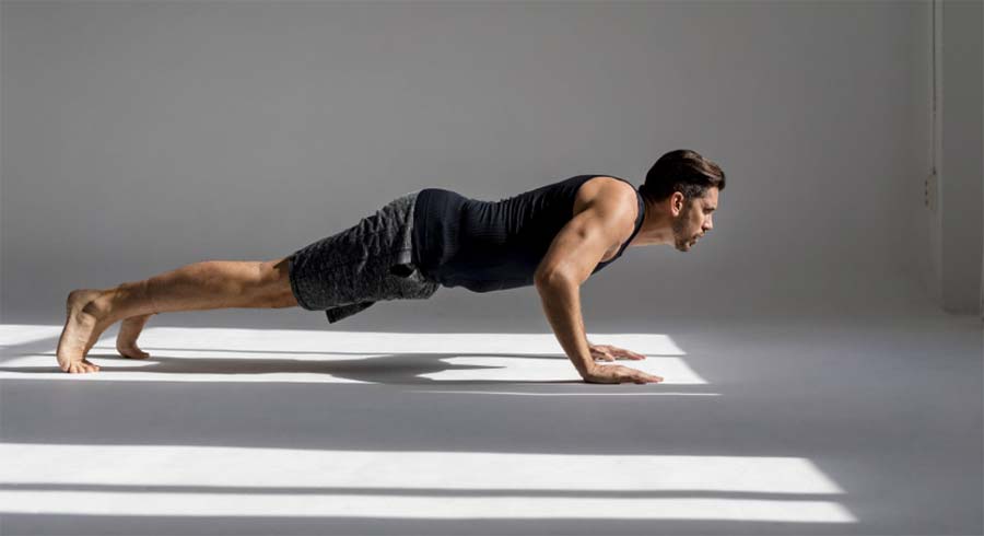 Push ups are another workout that Sean O'pry does to stay in shape