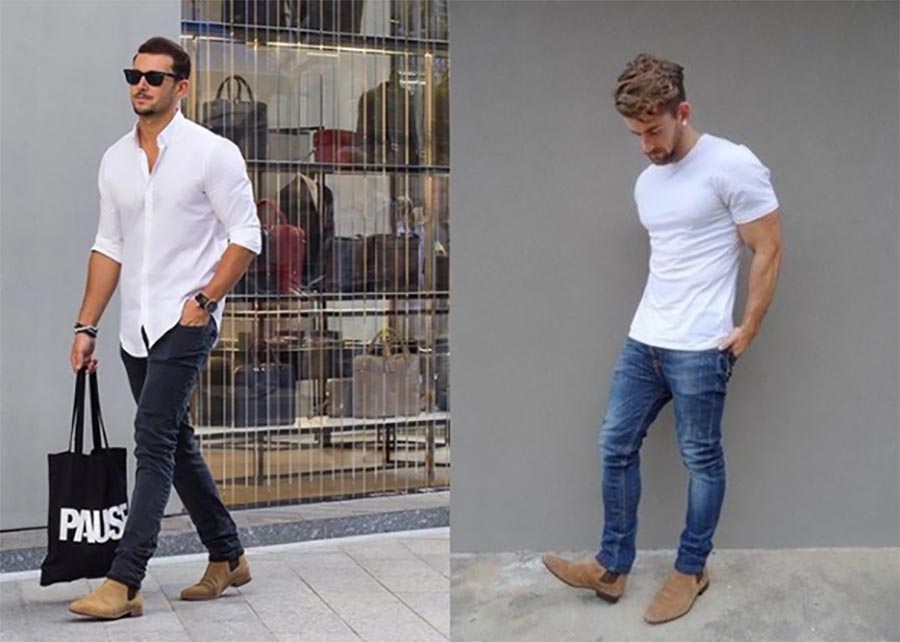 Chelsea Boots with a White shirt