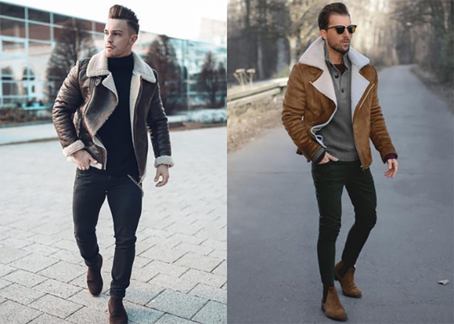 chelsea boots with aviator jacket